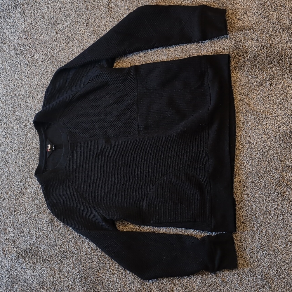 Black Ribbed Sport Long Sleeve